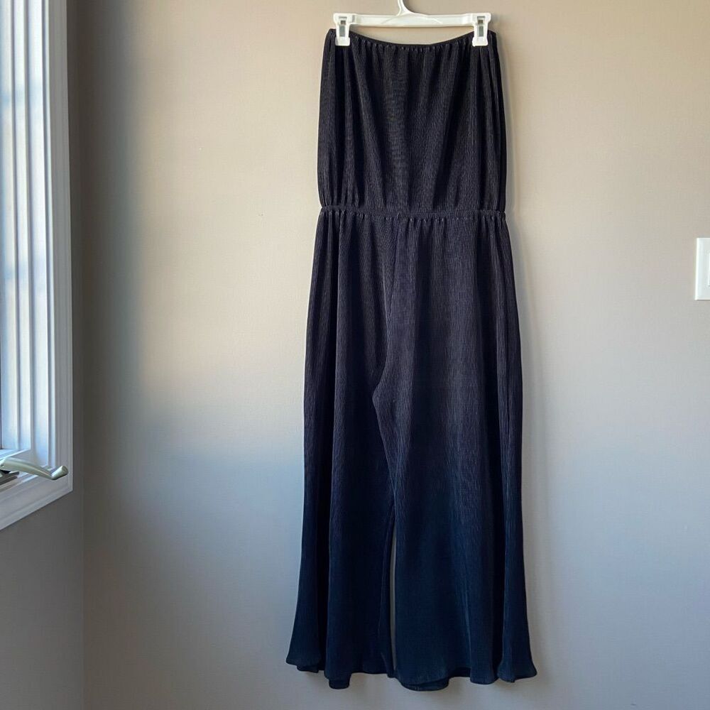 Dance & Marvel Black Wide Leg Jumpsuit Palazzo Tie Waist L - Picture 2 of 11
